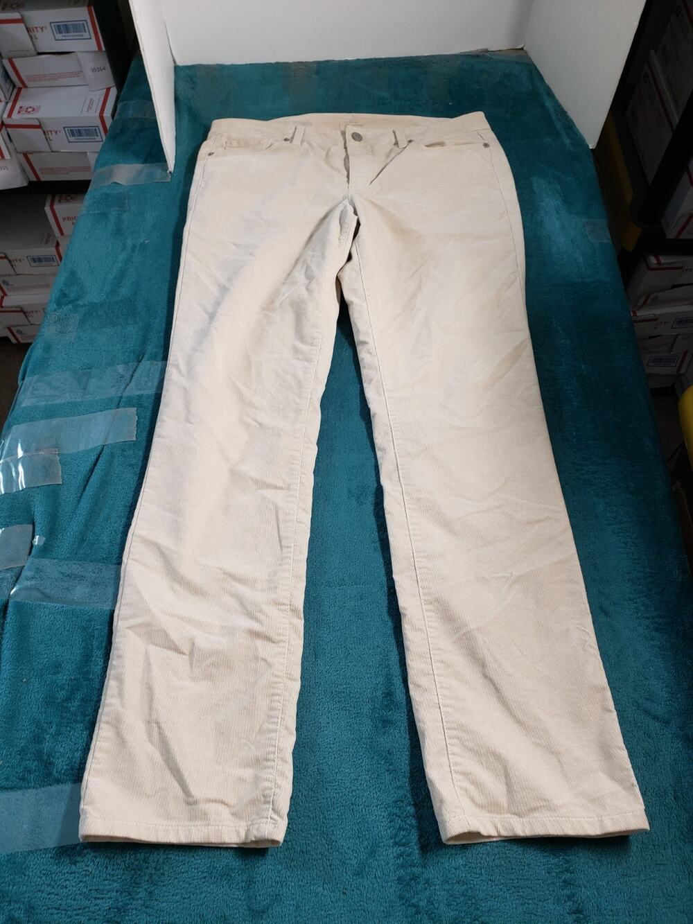 Loft Jeans Size 10 Womens Beige Corduroy Pants Ladies Mid Rise Modern Straight